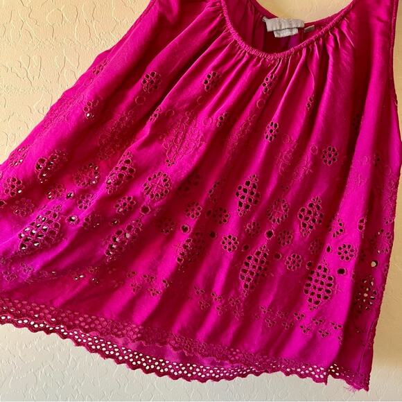 Anthropologie fuchsia pink eyelet lace blouse - Picture 5 of 9